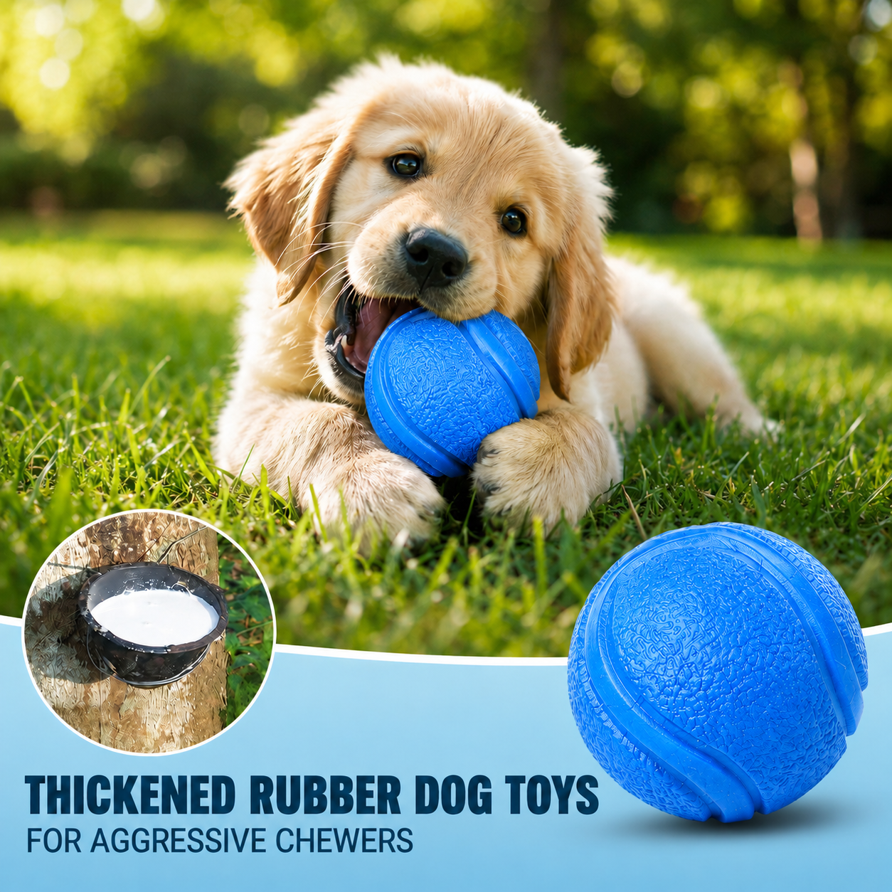 Rubber Pet Toy Ball Bite Resistant Training Ball for Dogs and Cats - Blue