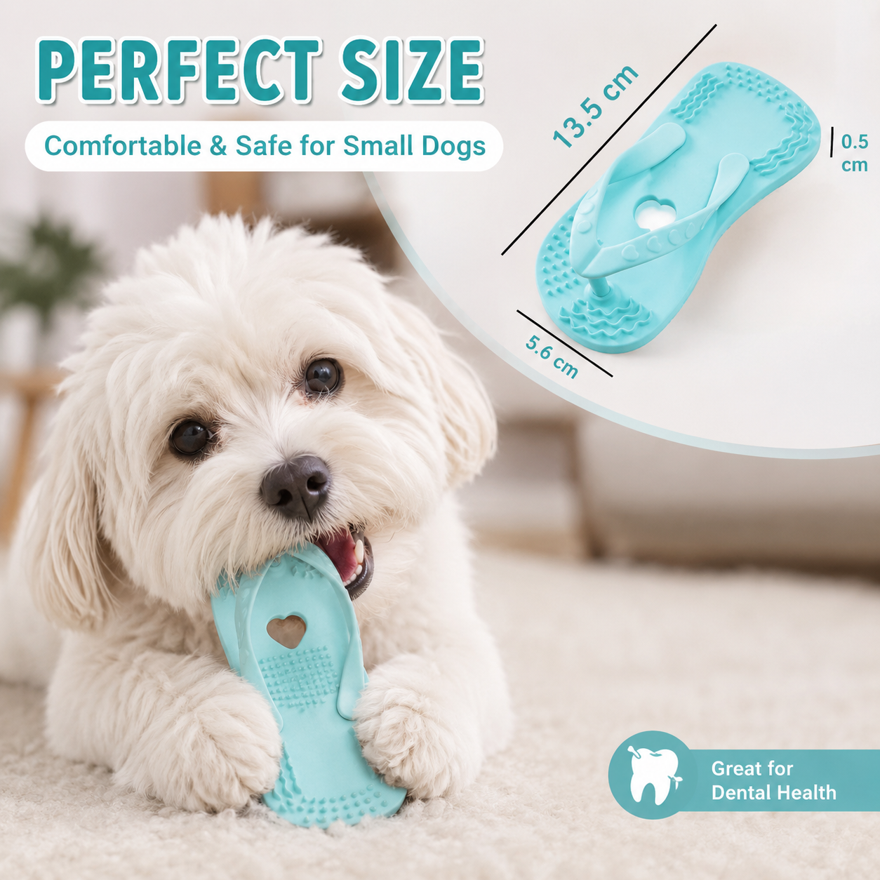 Blue Slipper Shaped Rubber Interactive Chew Toy for Puppies