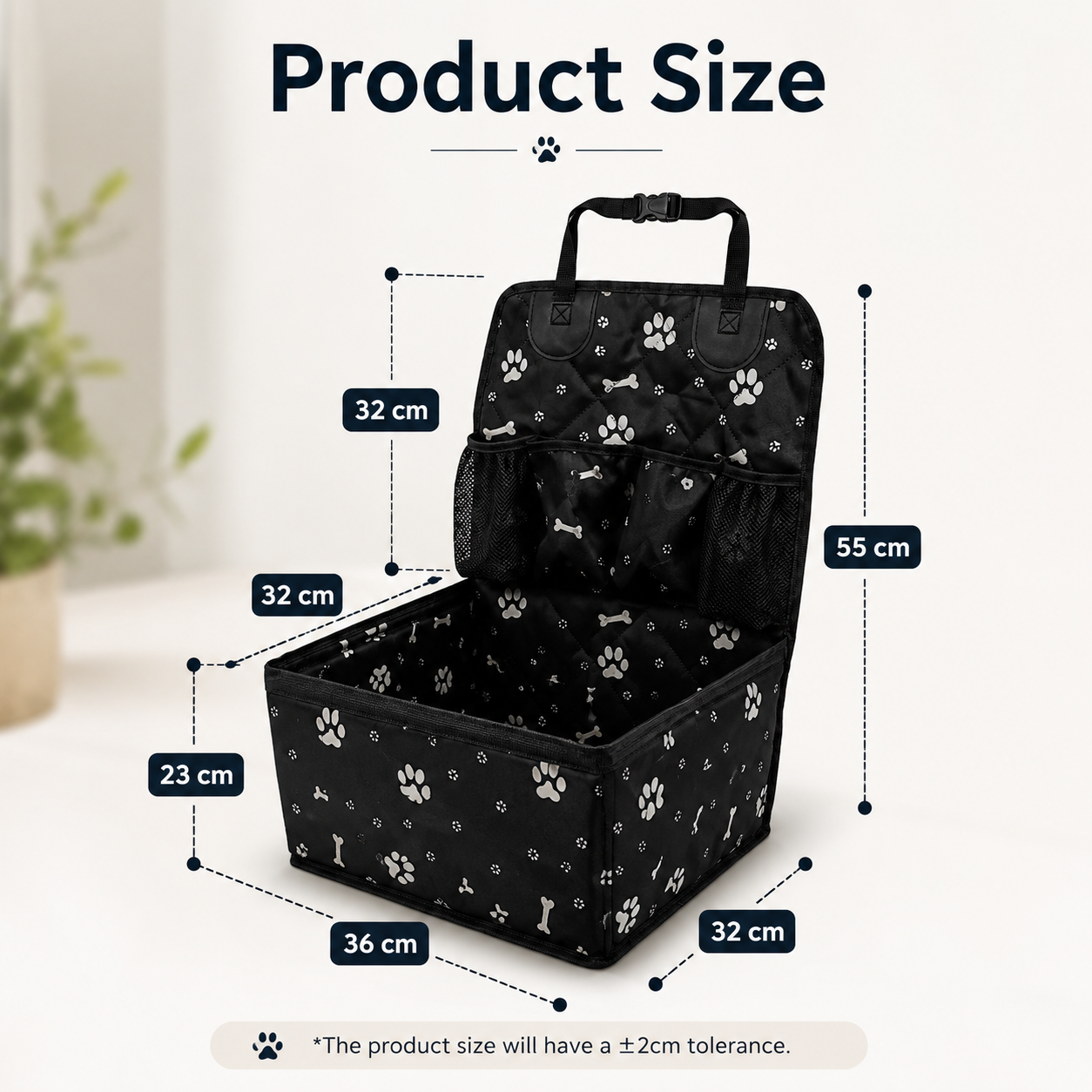 Pet Car Seat with Storage Pockets for Small and Medium Dogs