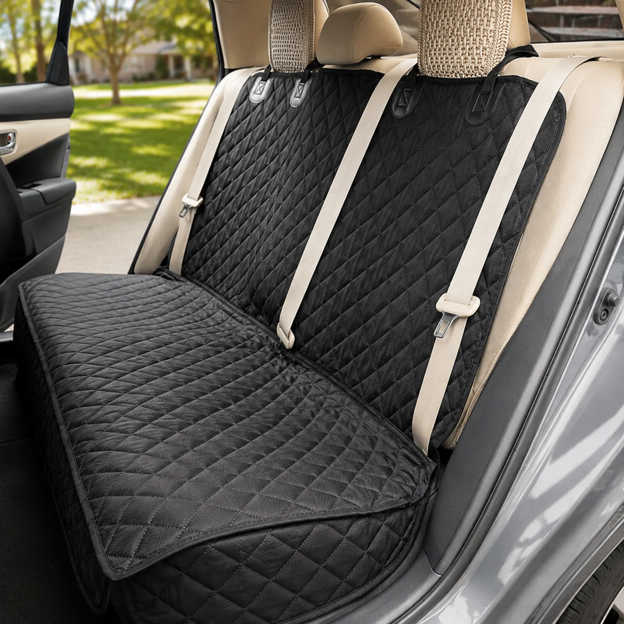 Waterproof Dog Travel Seat Cover with Middle Armrest Access Car Protector Mat 143x128cm