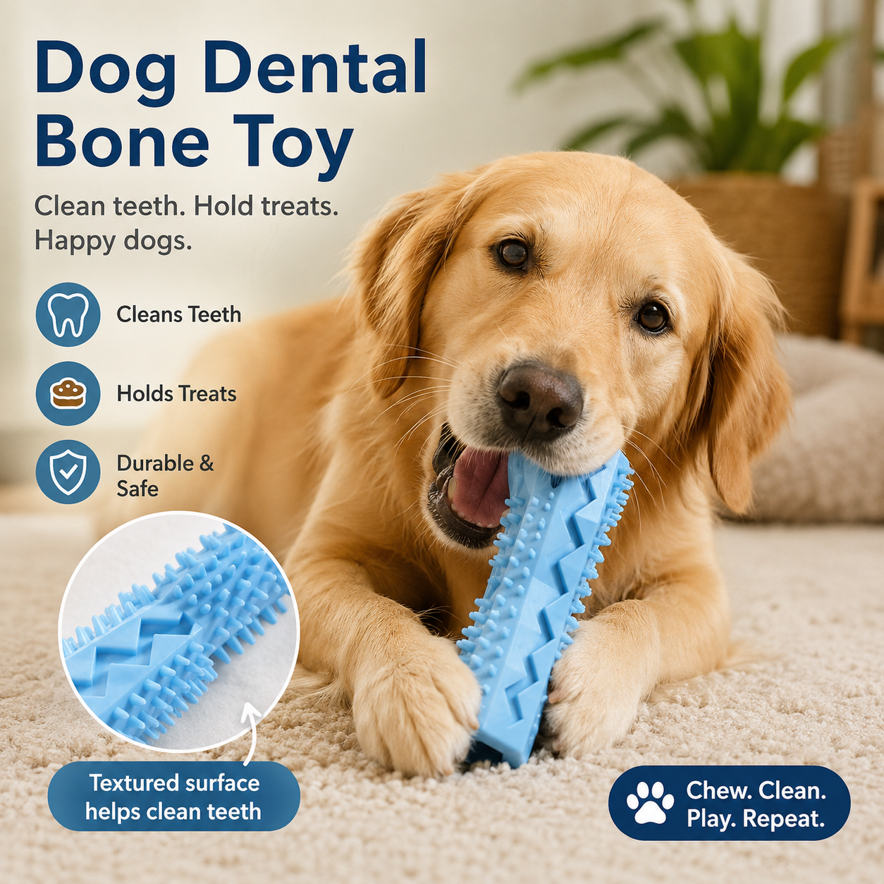 Dog Treat Dispensing Chew Stick Toy for Dogs - Blue
