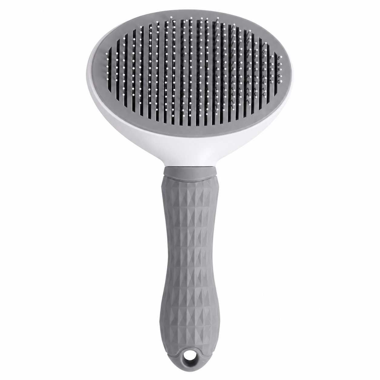 Portable Pet Hair Removal Brush for Dogs and Cats with Self-Cleaning Design - Grey