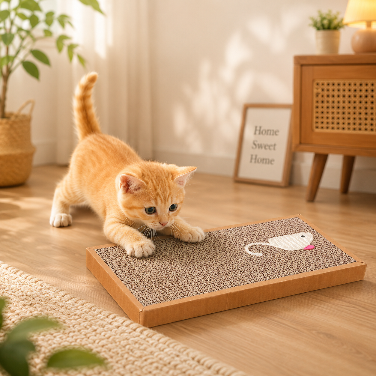 Cat Scratching Board with Sisal Mouse Indoor Cat Toy