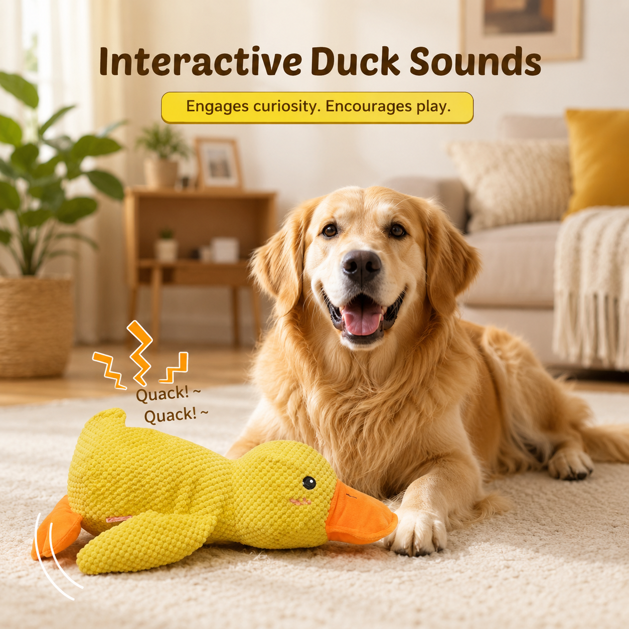 Interactive Duck Plush Dog Toy Squeak Chew Toy for Small and Medium Dogs