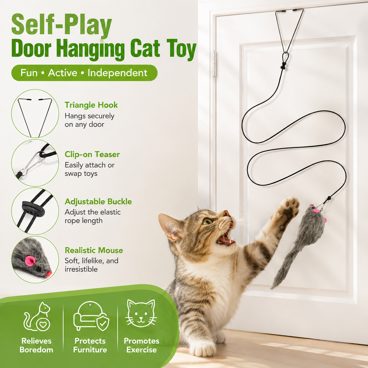 Rat Mouse Hanging Elastic Door Clip Interactive Kitten Toy