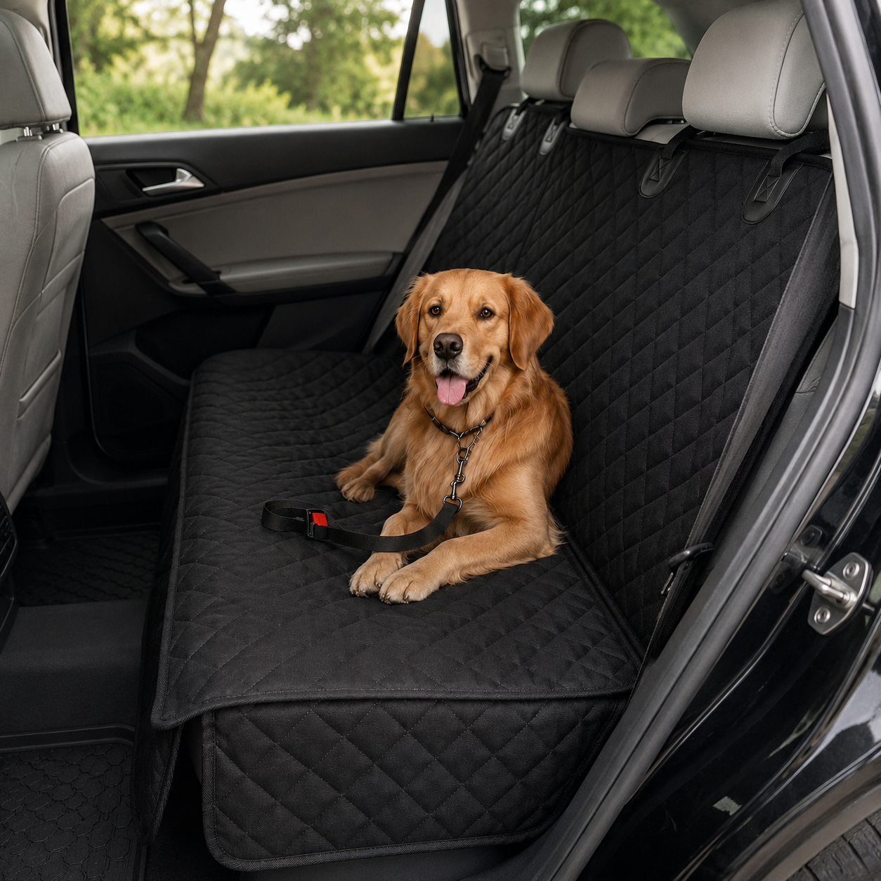 Waterproof Dog Travel Seat Cover with Middle Armrest Access Car Protector Mat 143x128cm