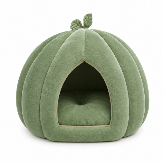 Plush Pumpkin Pet House with Removable Cushion for Cats and Small Dogs