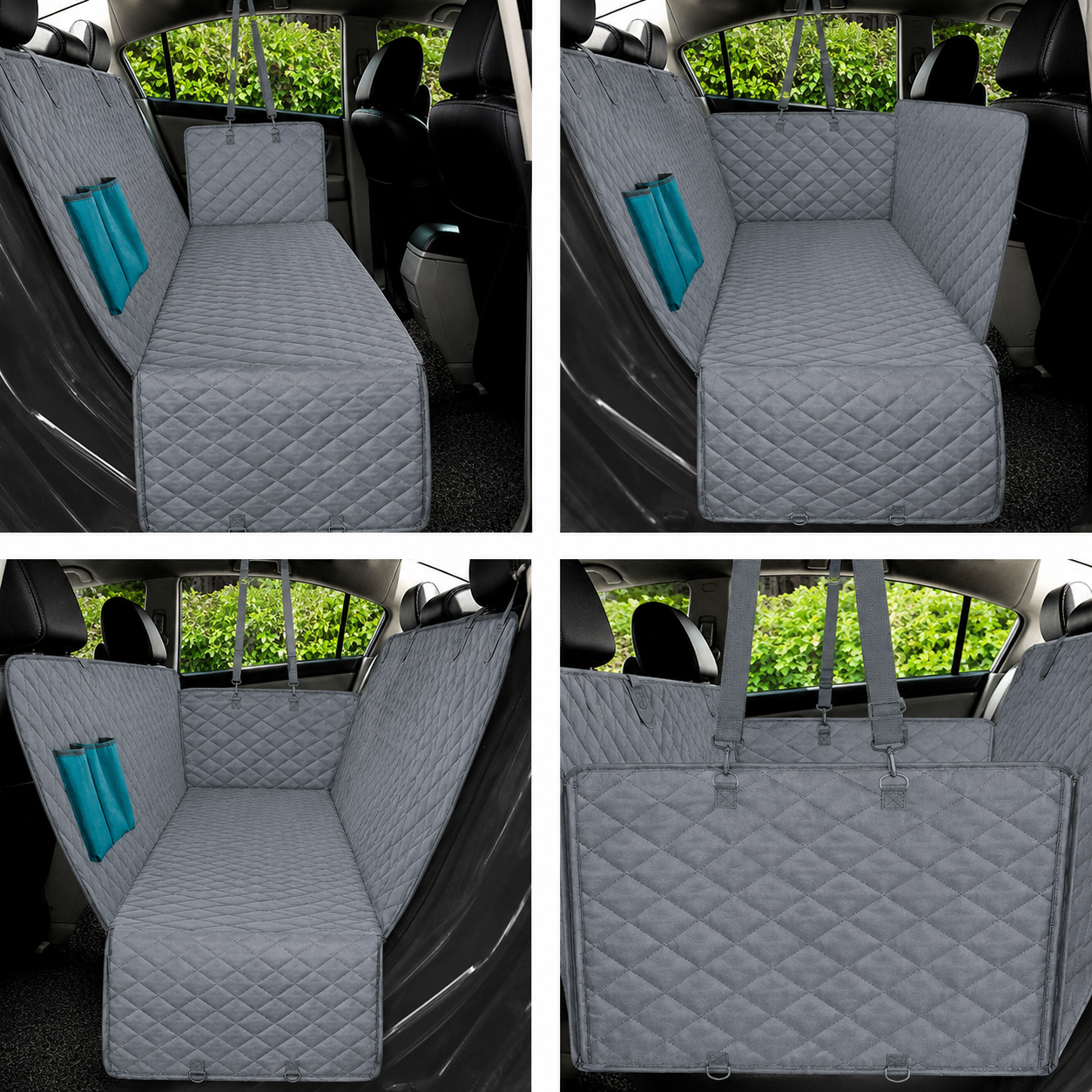 Portable Waterproof Pet Travel Hammock Rear Seat Protector for Dogs - Grey