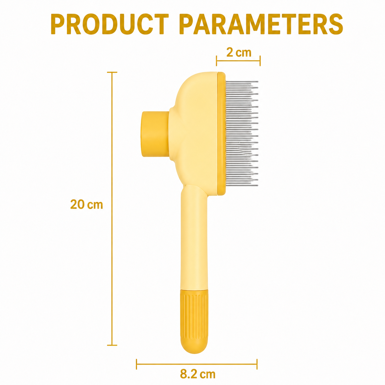 One Button Pet Grooming Brush Dog Cat Deshedding Comb with Self Cleaning Design - Yellow Orange