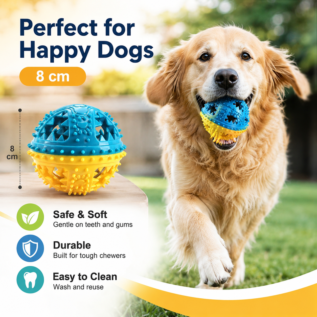 Dog Treat Dispensing Ball Toy with Bell