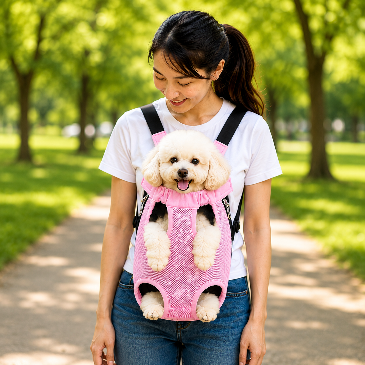 Portable Outdoor Pet Backpack Carrier for Cats and Small Dogs - Pink