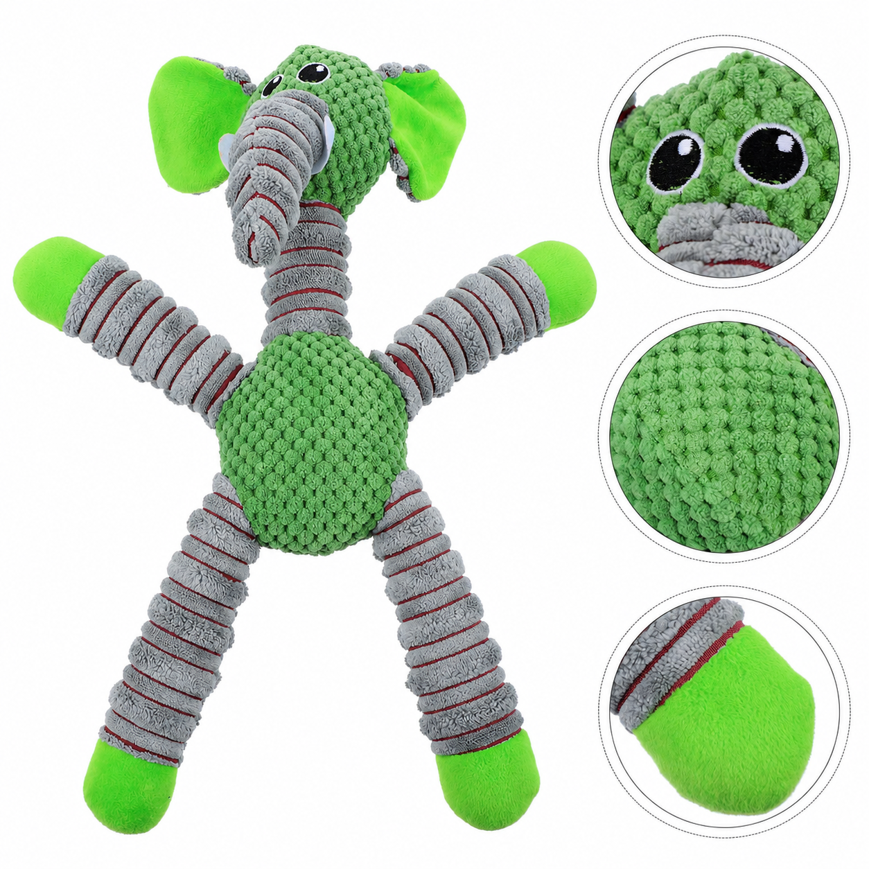 Pet Plush Squeaky Toy Animal Design Soft Interactive Chew Toy for Dogs and Puppies - Green Elephant