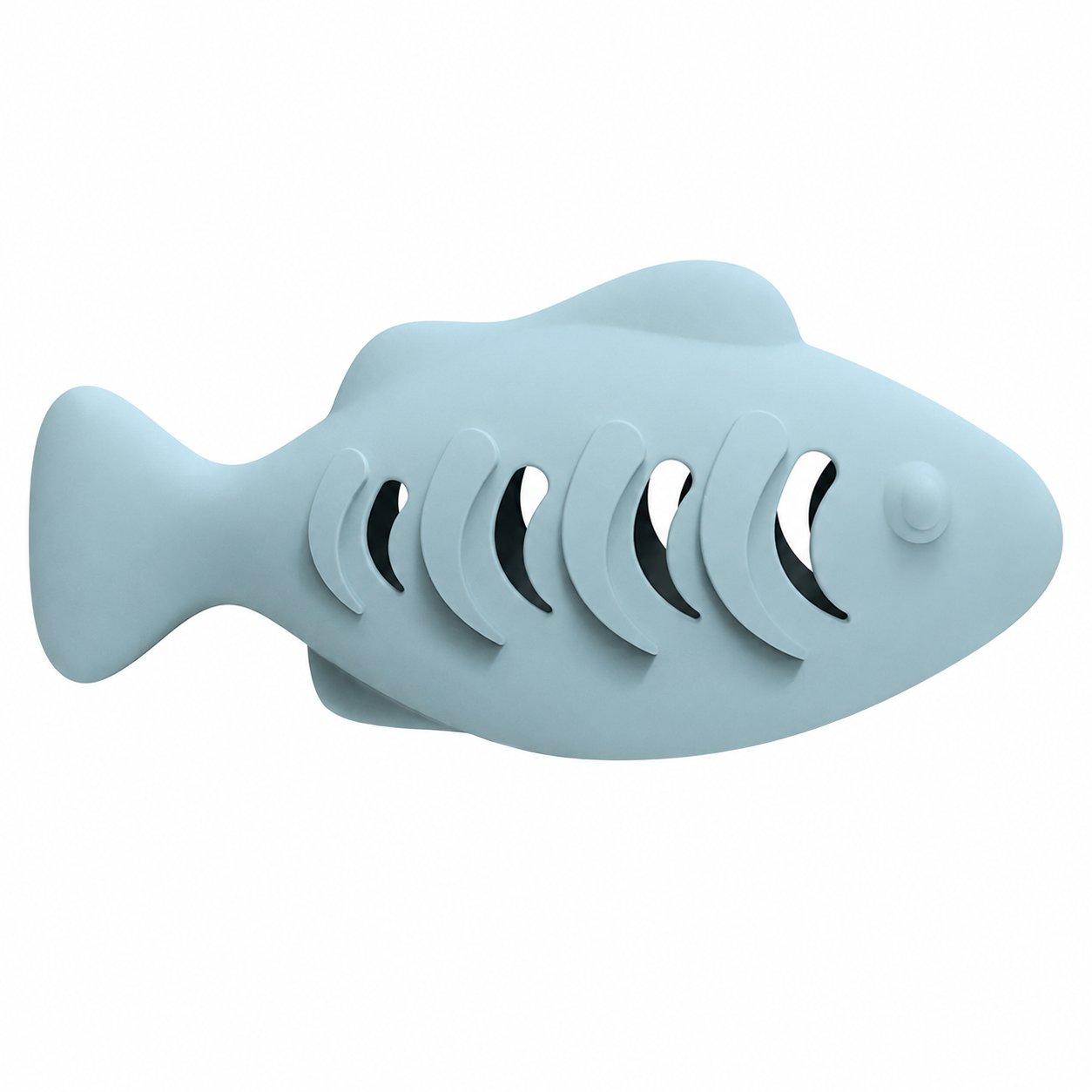 Blue Fish Treat Dispensing Silicone Interactive Food Toy for Cats