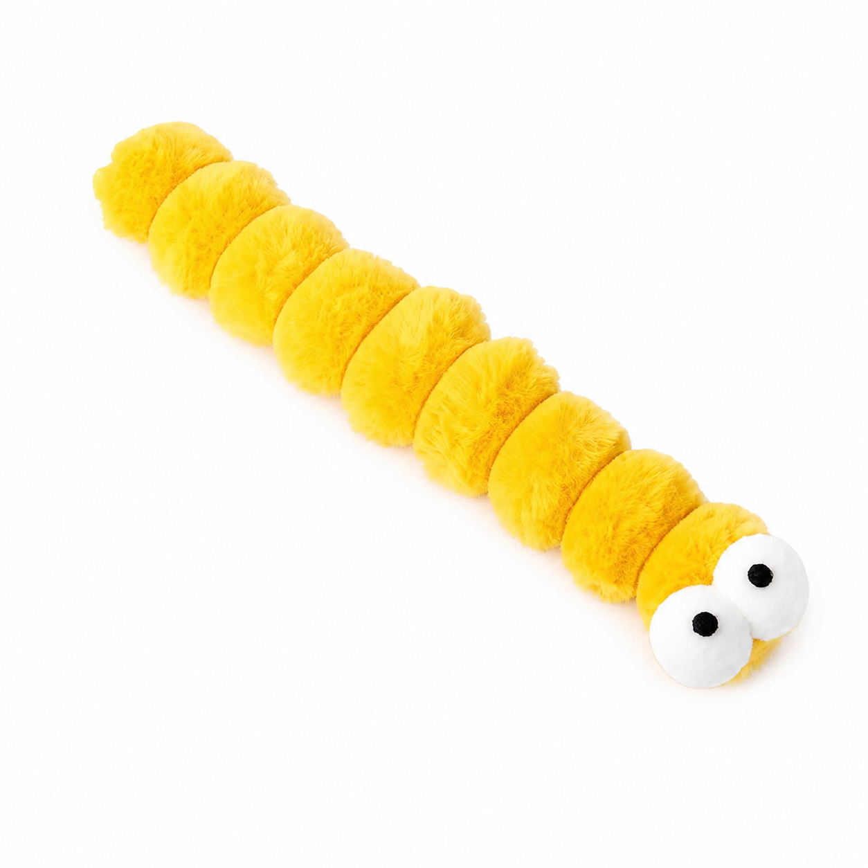 Plush Caterpillar Cat Toy Soft Interactive for Indoor Cats - Yellow