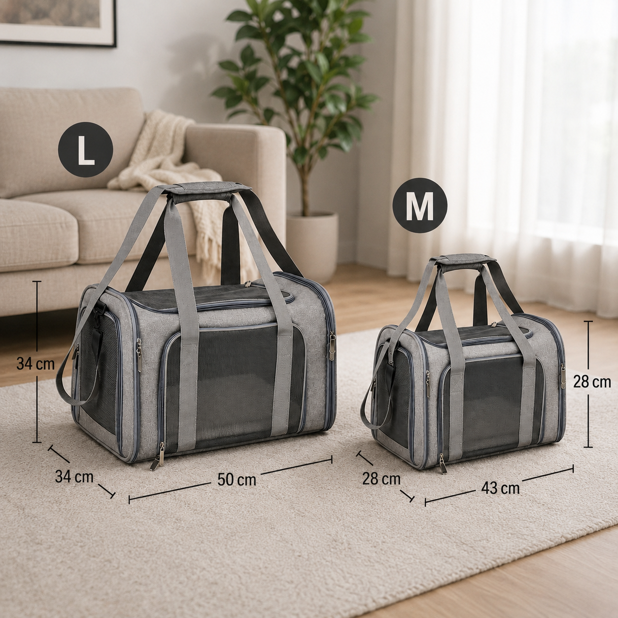 Collapsible Pet Carrier Bag for Small and Medium Cats Dogs with Mesh Travel Bag - Grey