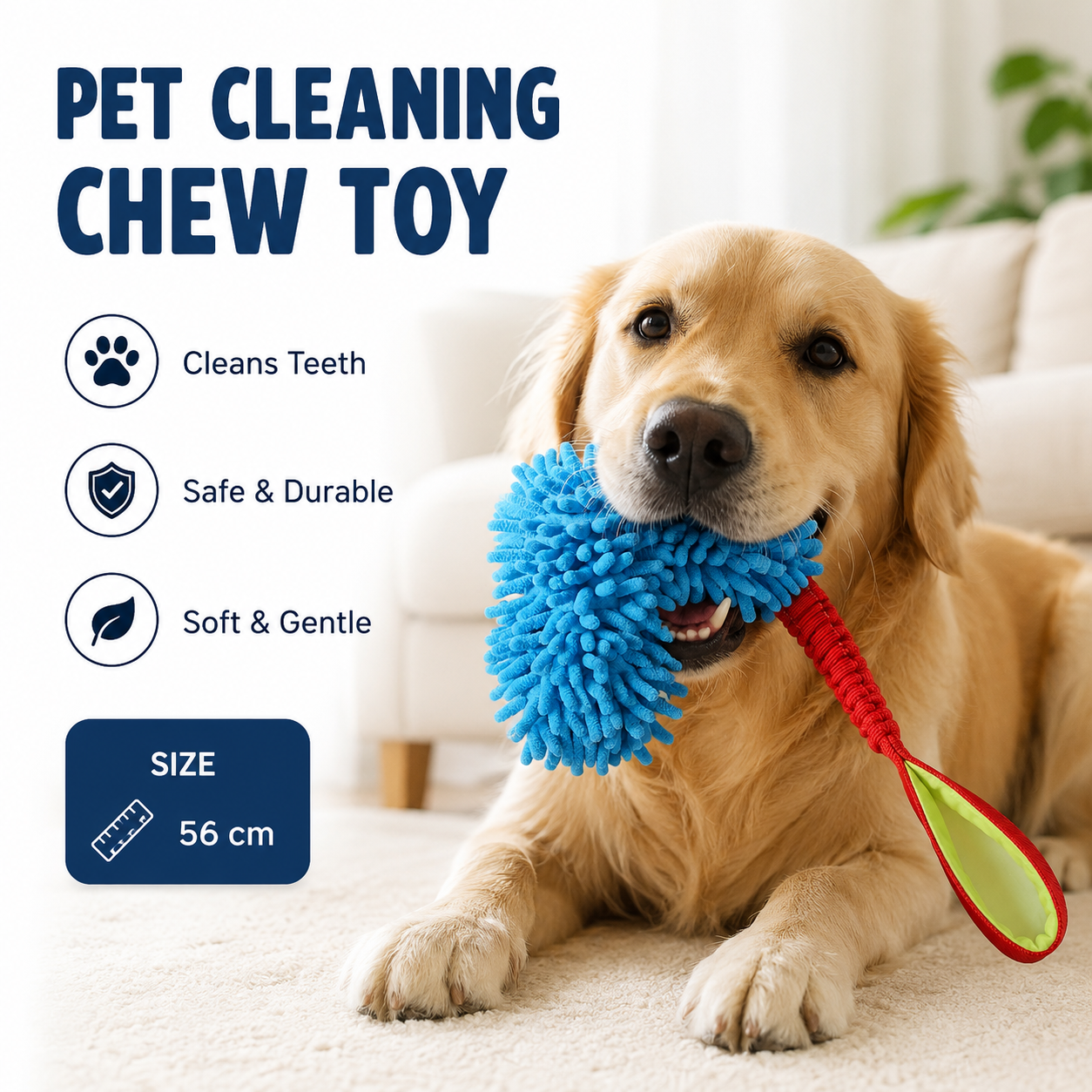 Dog Tug Toy Soft Plush Rope with Handle