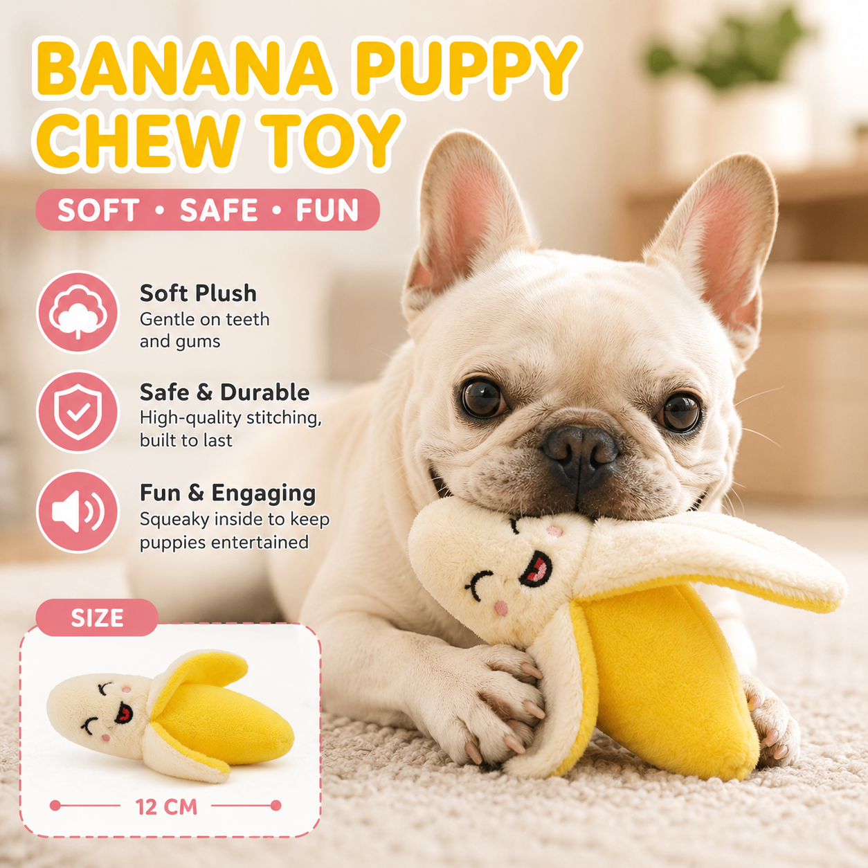 Banana Shaped Plush Squeaky Dog Toy