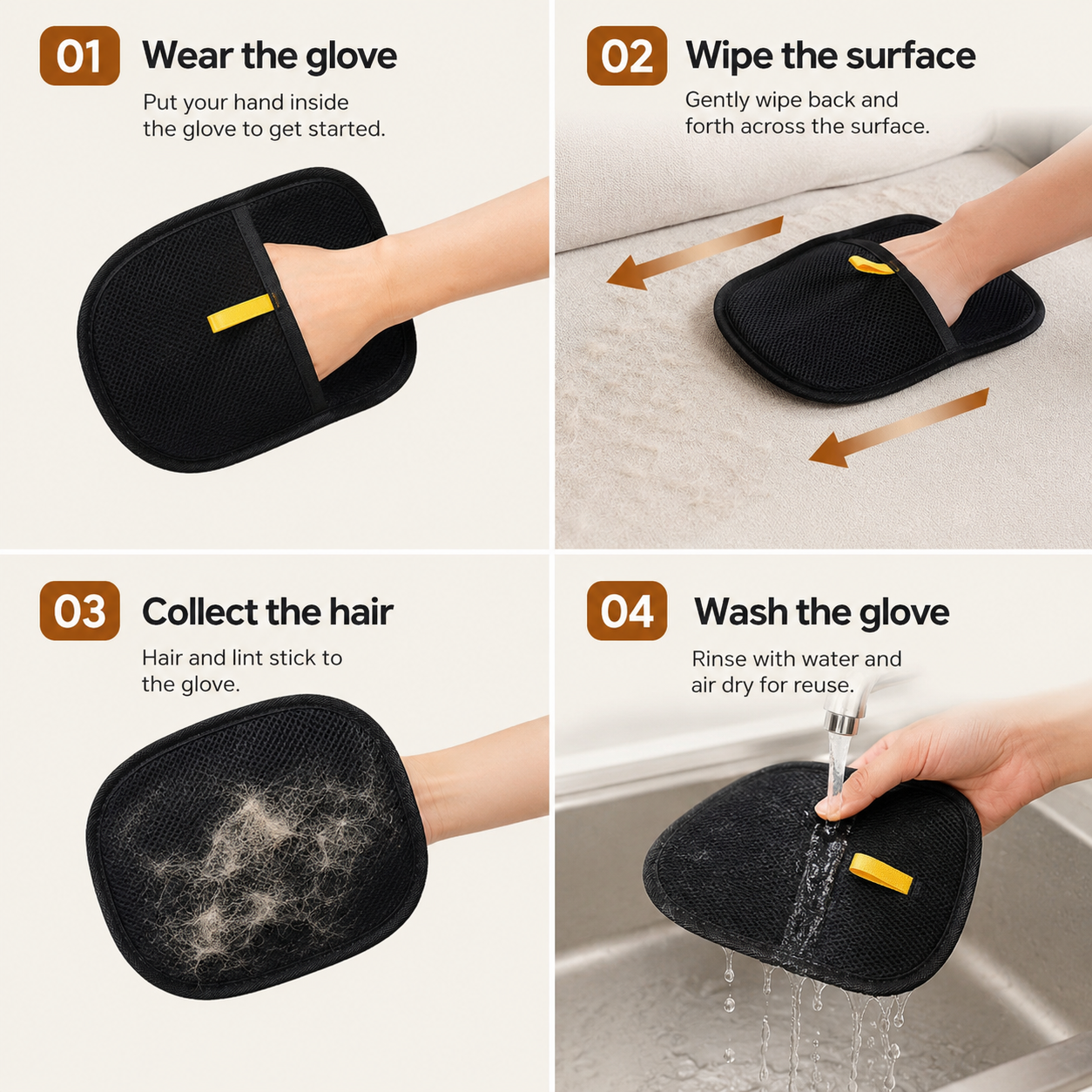 Electrostatic Pet Hair Removal Glove for Furniture Clothing and Pets