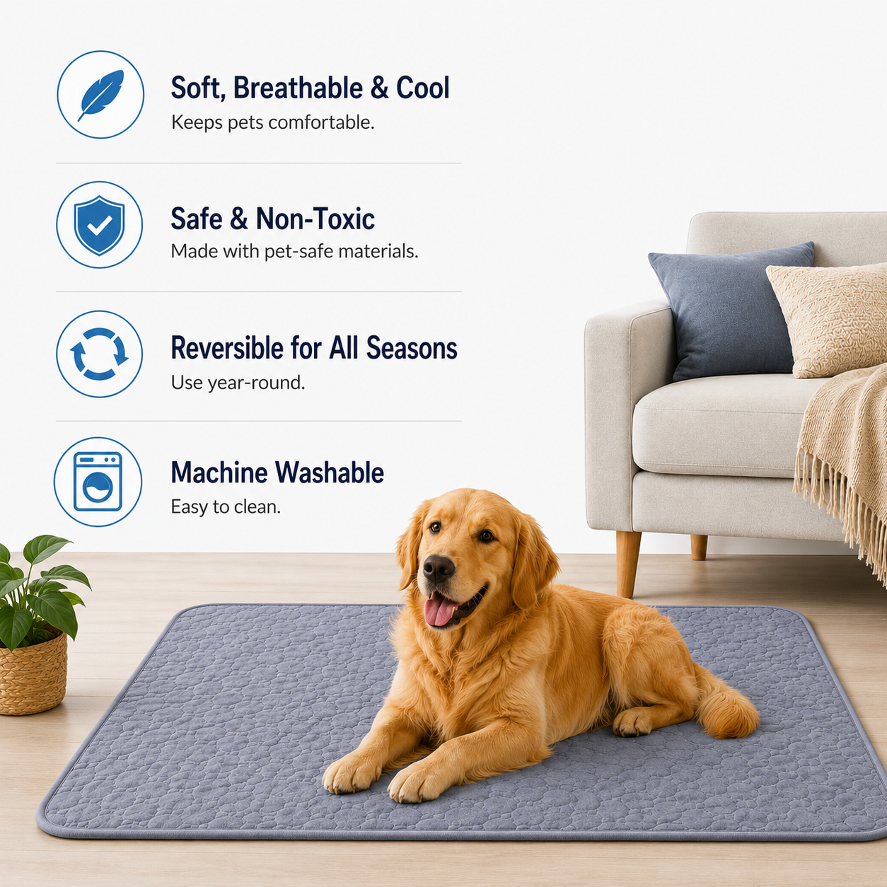 Waterproof Washable Pet Urine Mat Anti Slip Puppy Training Pad for Indoor Use - Grey