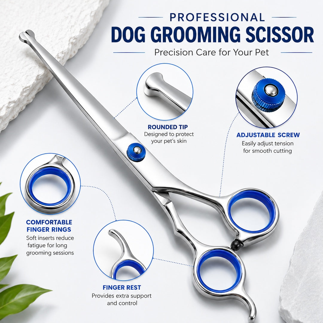 4 Piece Pet Grooming Scissors Set Stainless Steel Dog Cat Trimming Shears with Safety Round Tips and Comb